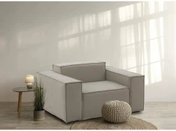 Poltrona Cristiana, Poltrona de sala, 100% Made in Italy, Poltrona relaxante em tecido acolchoado, 160x95h70 cm, Taupe