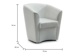 Poltrona Dabbiat, Poltrona de sala de estar, 100% Fabricado na Itália, Poltrona relaxante em couro ecológico, 70x60h74 cm, Branco