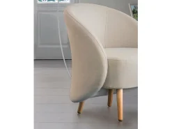 Poltrona Dabdal, Poltrona lounge design, 100% Made in Italy, Poltrona relaxante em tecido acolchoado, 70x60h80 cm, Taupe