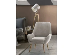 Poltrona Dabdall, poltrona lounge design, 100% Made in Italy, poltrona relaxante em tecido acolchoado, 80x70h95 cm, Cinza