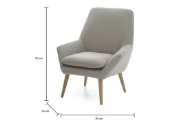 Poltrona Dabdall, poltrona lounge design, 100% Made in Italy, poltrona relaxante em tecido acolchoado, 80x70h95 cm, Cinza