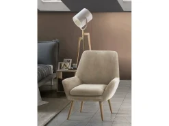 Poltrona Dabdall, poltrona design para sala, 100% Made in Italy, poltrona relaxante em tecido acolchoado, 80x70h95 cm, Bege