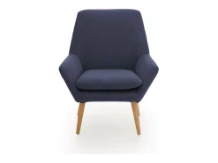 Poltrona Dabdall, Poltrona lounge design, 100% Made in Italy, Poltrona relaxante em tecido acolchoado, 80x70h95 cm, Azul