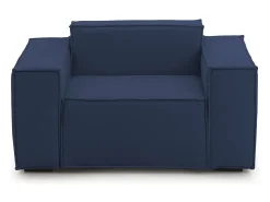 Poltrona Dciurri, Poltrona de sala, 100% Fabricado na Itália, Poltrona relaxante em tecido acolchoado, 140x95h70 cm, Azul