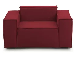 Poltrona Dciurri, Poltrona de sala, 100% Fabricado na Itália, Poltrona relaxante em tecido acolchoado, 140x95h70 cm, Vermelho