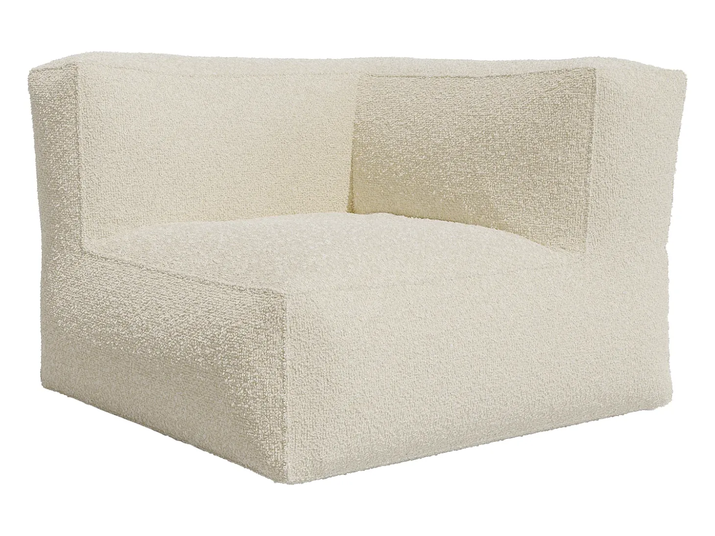 Poltrona de canto em tecido bouclé branco sujo estilo contemporâneo NOUMARA
