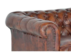 Poltrona de couro marrom e metal