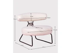 Poltrona de design estofada em bouclé e base em aço - Oxford - Branco