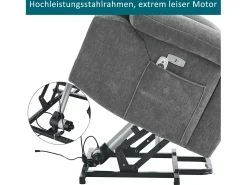Poltrona de massagem elétrica - 95 x 94 x 107 cm - com massagem de 8 pontos + função de aquecimento e elevação - tecido - cinza