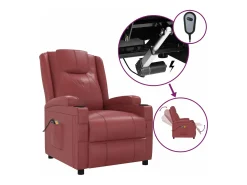 Poltrona de massagens elétrica couro artificial vermelho tinto