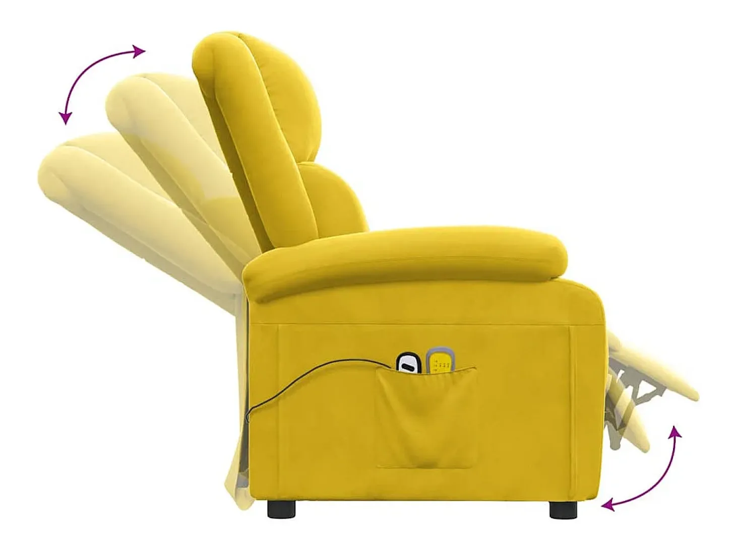 Poltrona de massagens elétrica veludo amarelo