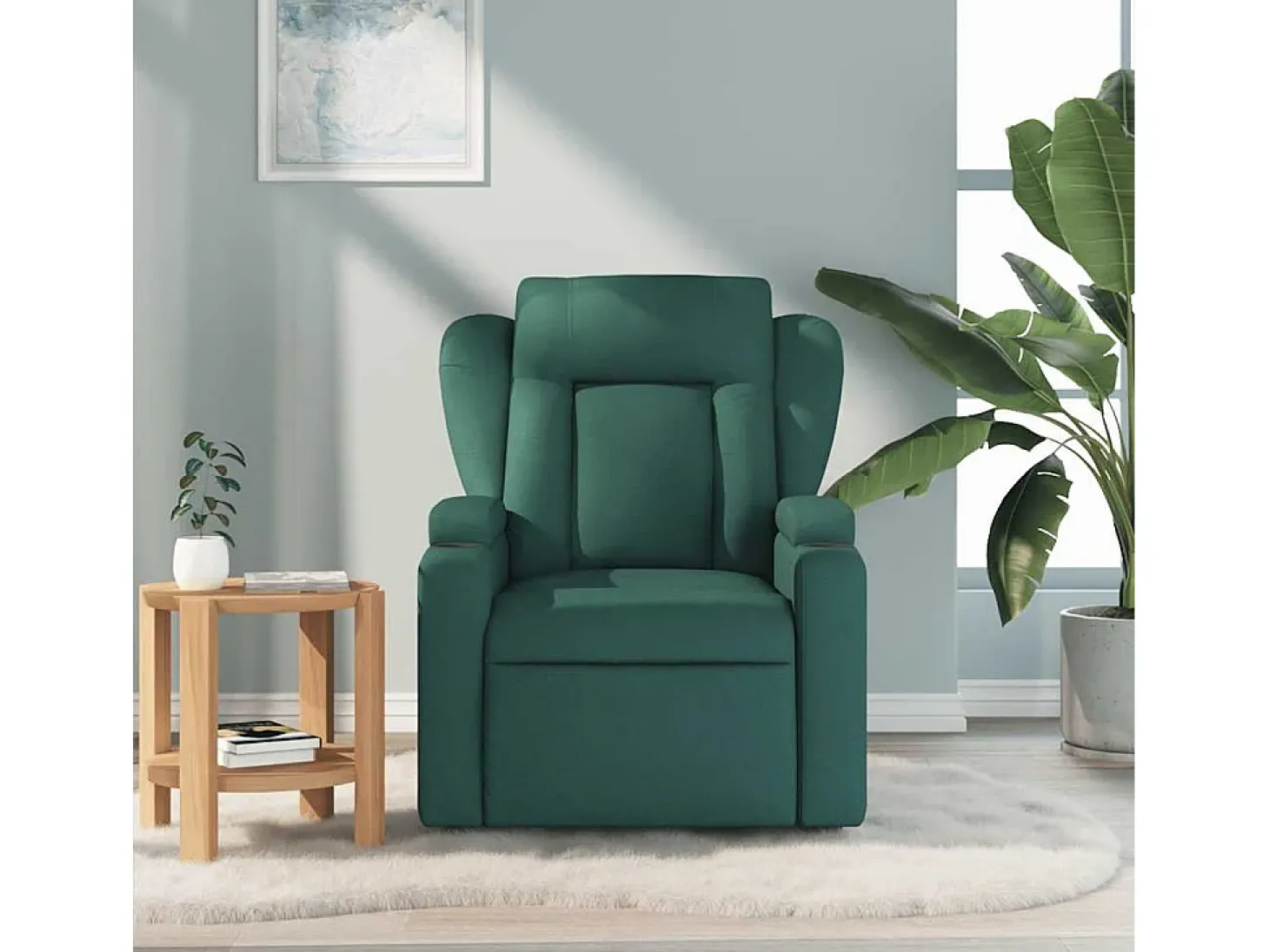 Poltrona de massagens reclinável tecido verde-escuro SHL852997