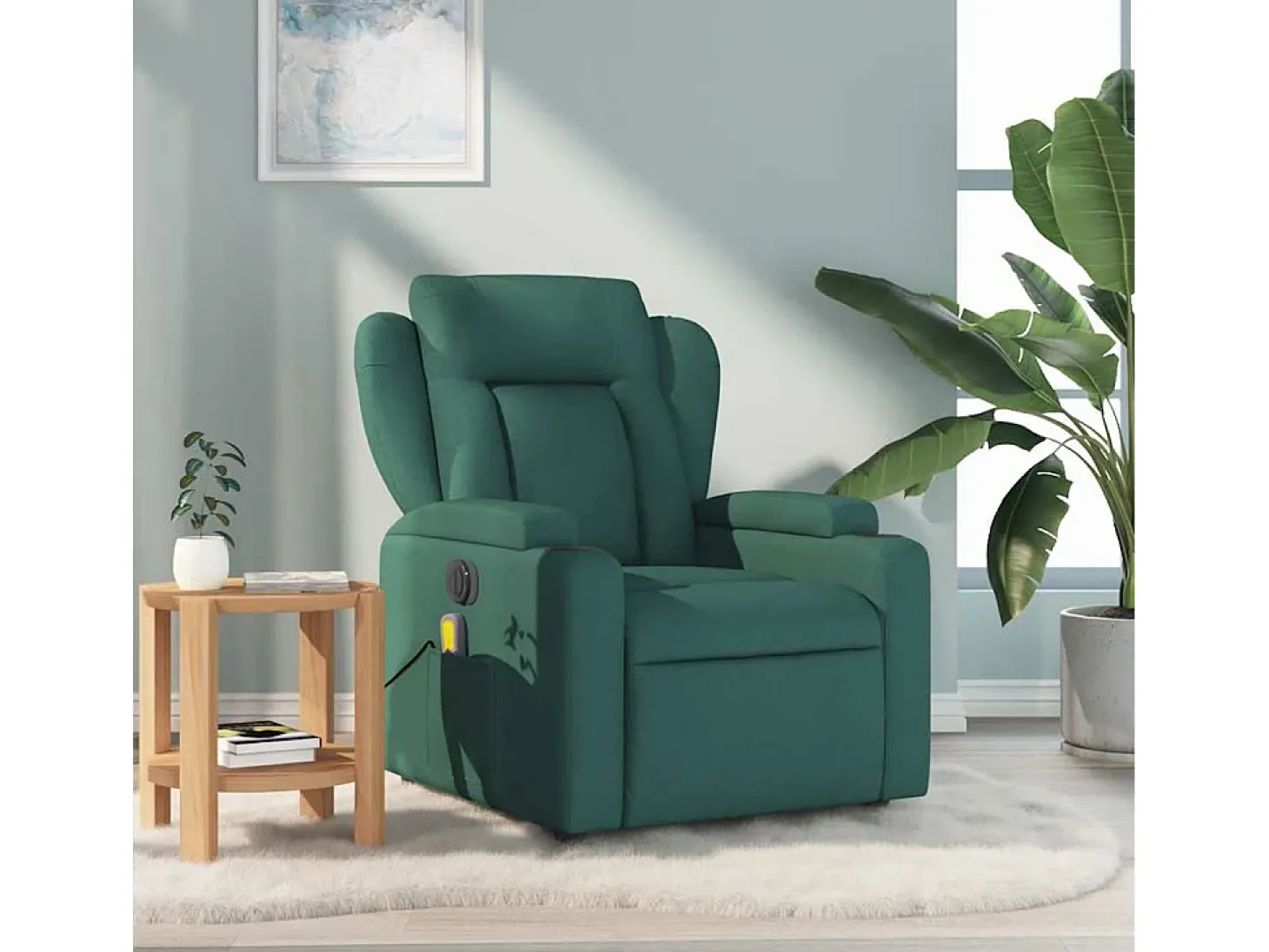 Poltrona de massagens reclinável tecido verde-escuro SHL852997