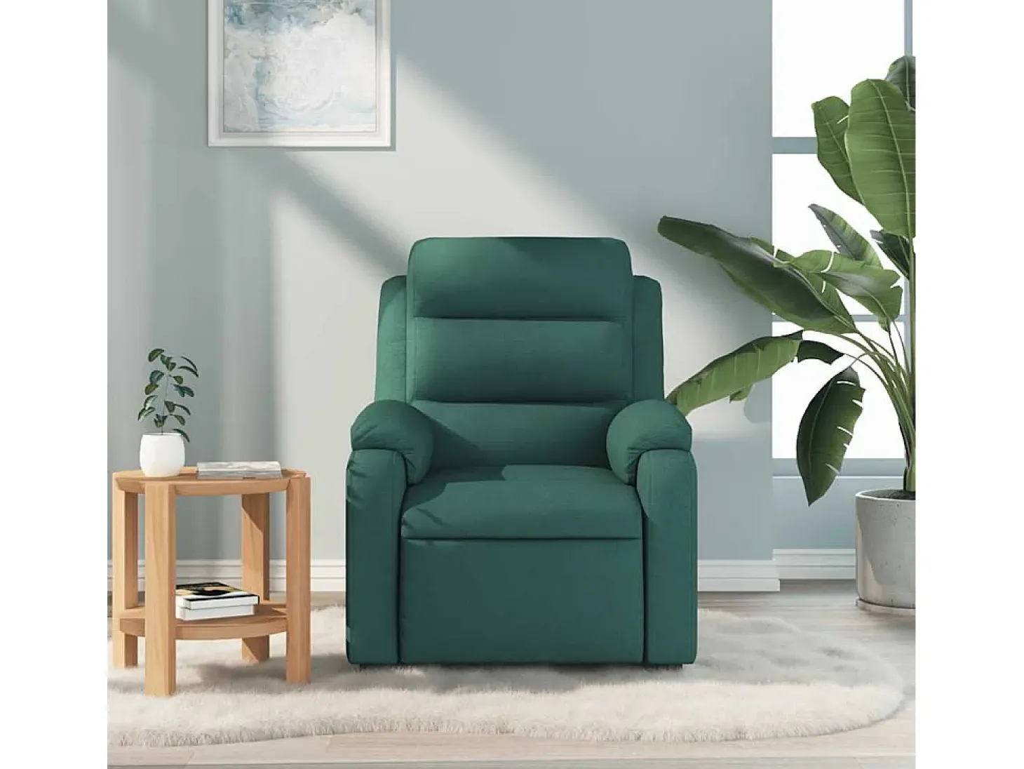Poltrona de massagens reclinável tecido verde-escuro SHL100373