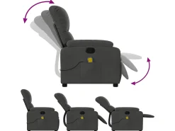 Poltrona de massagens reclinável tecido microfibra cinza-escuro SHL739959