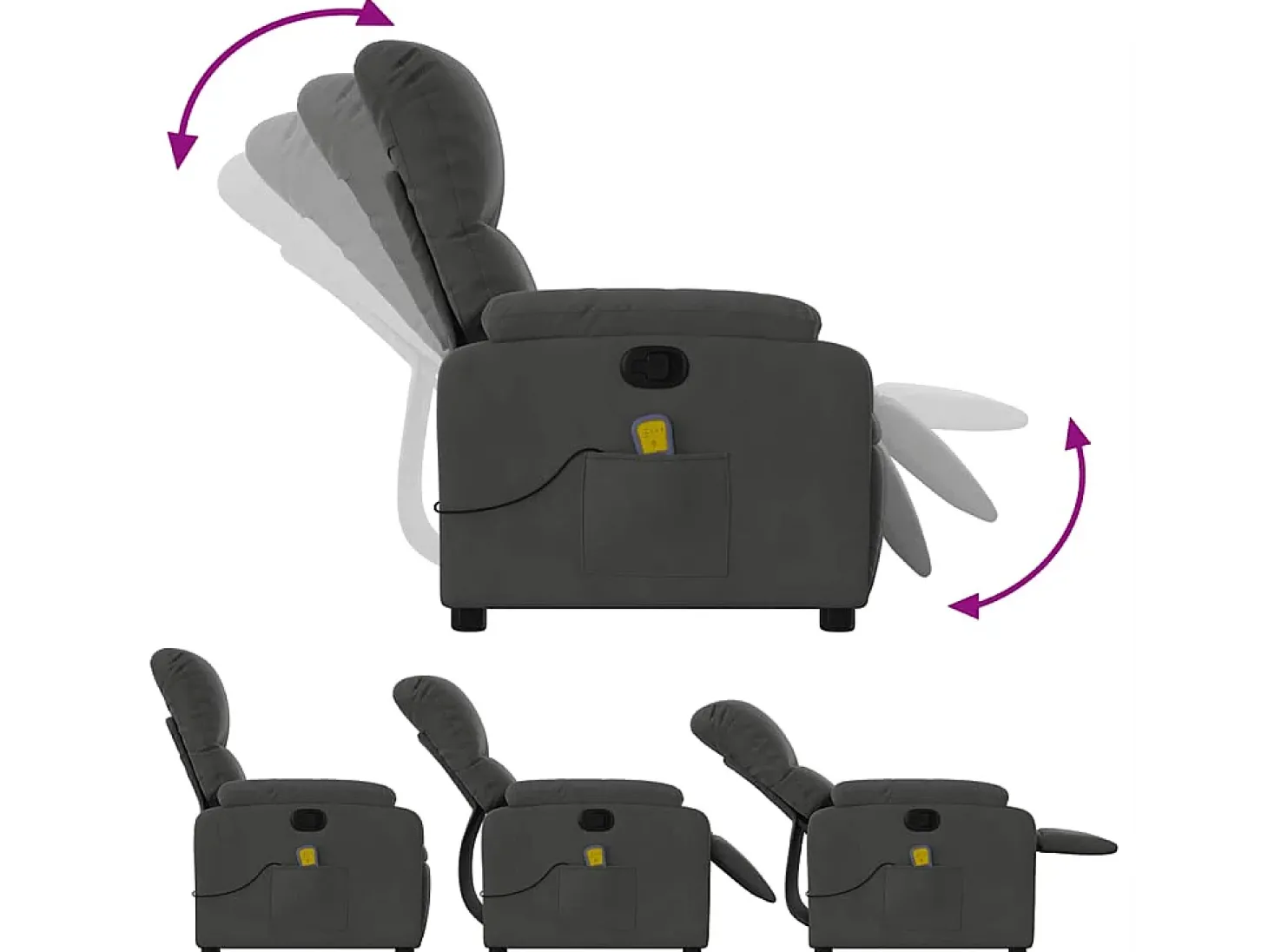 Poltrona de massagens reclinável tecido microfibra cinza-escuro SHL739959