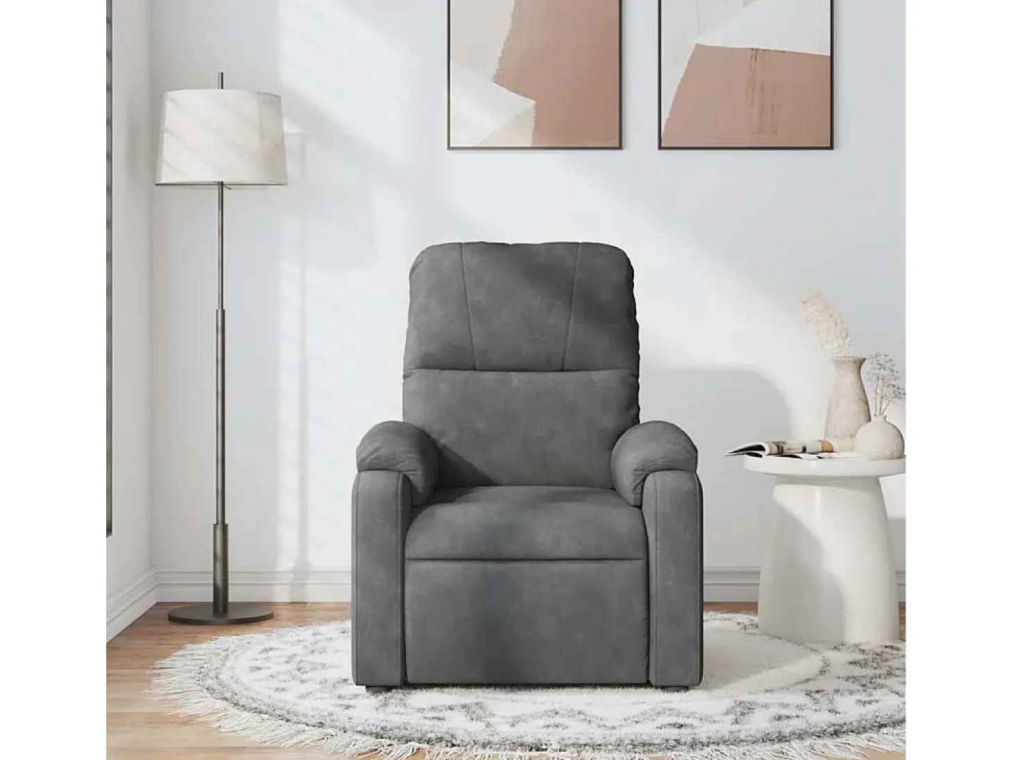 Poltrona de massagens reclinável tecido microfibra cinza-escuro SHL739959