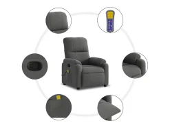 Poltrona de massagens reclinável tecido microfibra cinza-escuro SHL739959