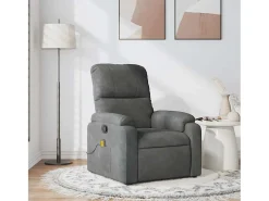 Poltrona de massagens reclinável tecido microfibra cinza-escuro SHL739959