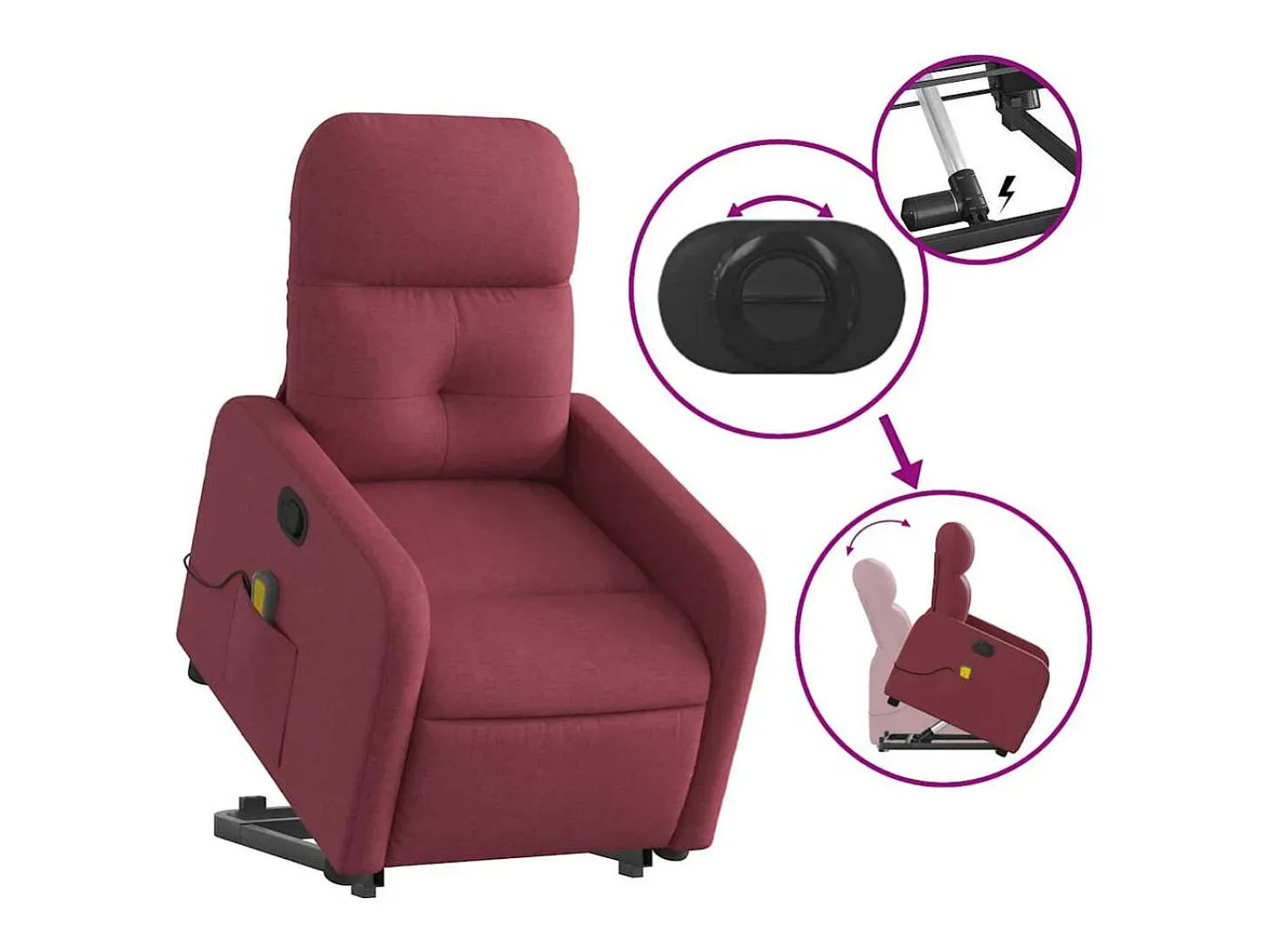 Poltrona de massagens reclin. elevatória tecido vermelho tinto SHL947668