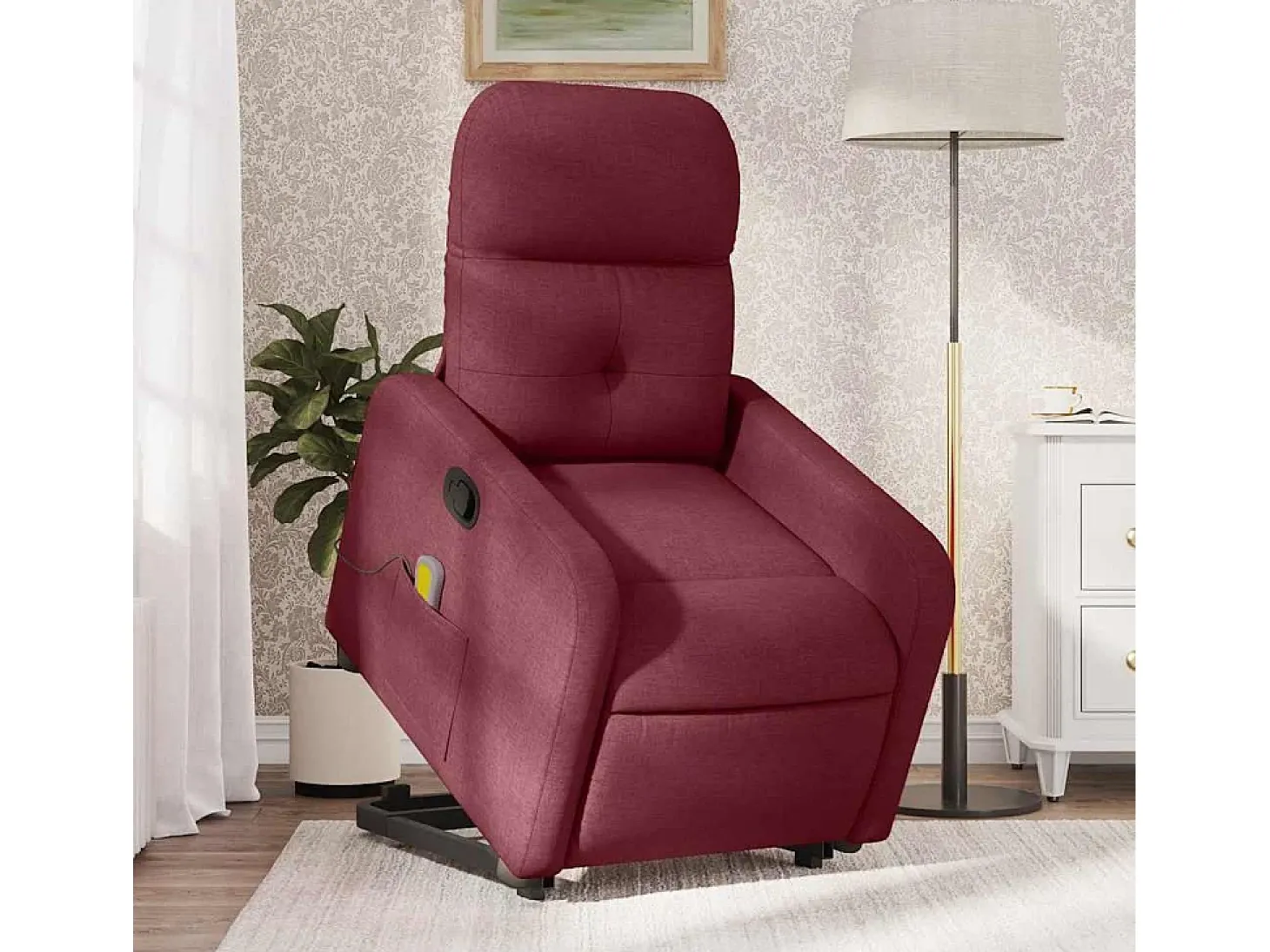 Poltrona de massagens reclin. elevatória tecido vermelho tinto SHL947668