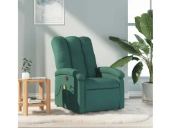 Poltrona de massagens reclinável tecido verde-escuro SHL542345