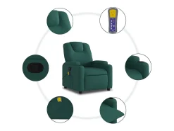 Poltrona de massagens reclinável tecido verde-escuro SHL94179