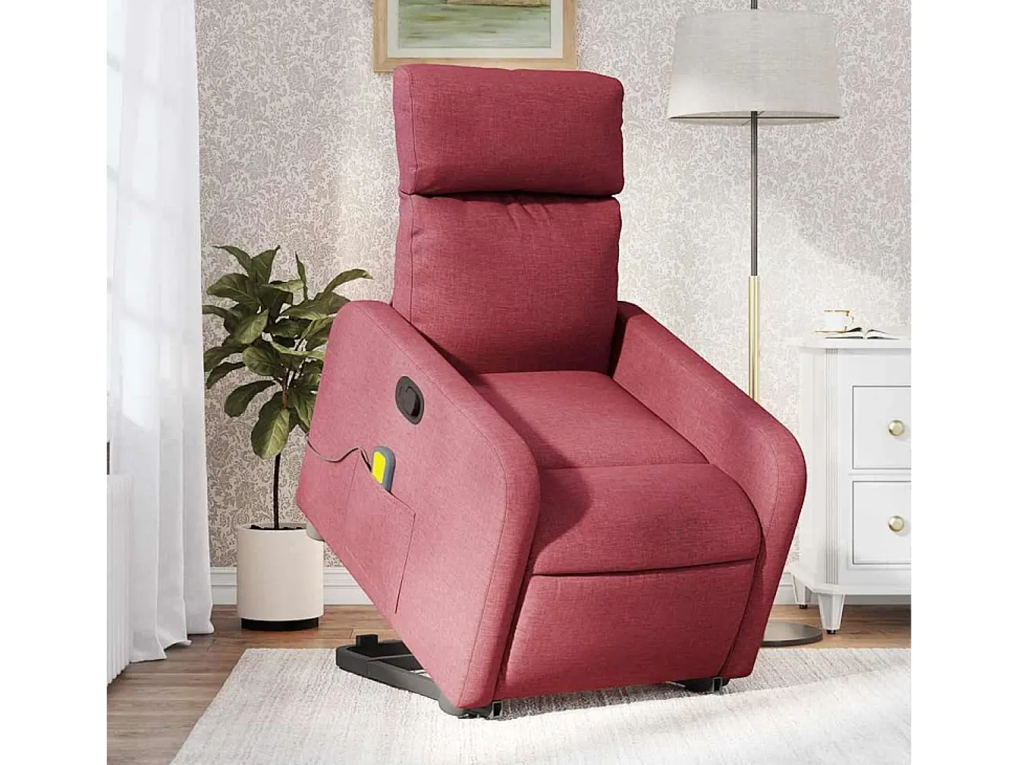 Poltrona de massagens reclin. elevatória tecido vermelho tinto SHL753849
