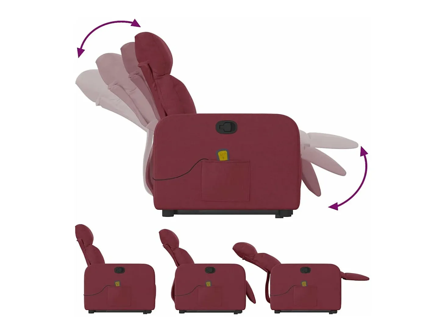 Poltrona de massagens reclin. elevatória tecido vermelho tinto SHL753849
