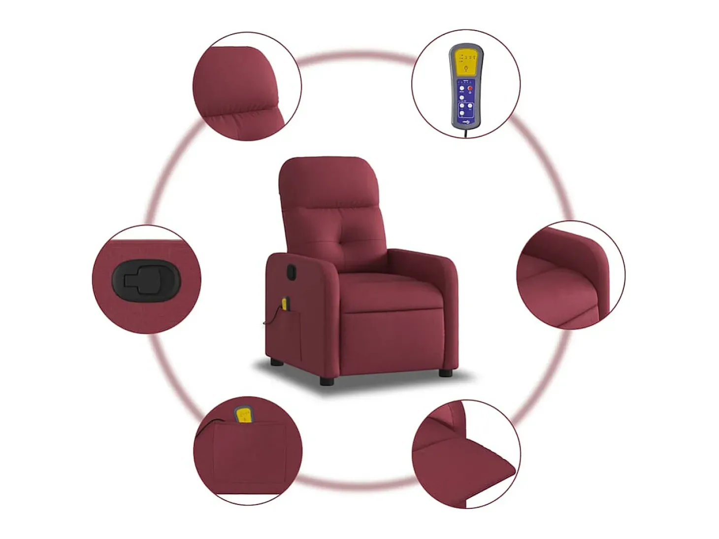Poltrona de massagens reclinável tecido vermelho tinto SHL569687