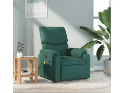 Poltrona de massagens reclinável tecido verde-escuro SHL170793