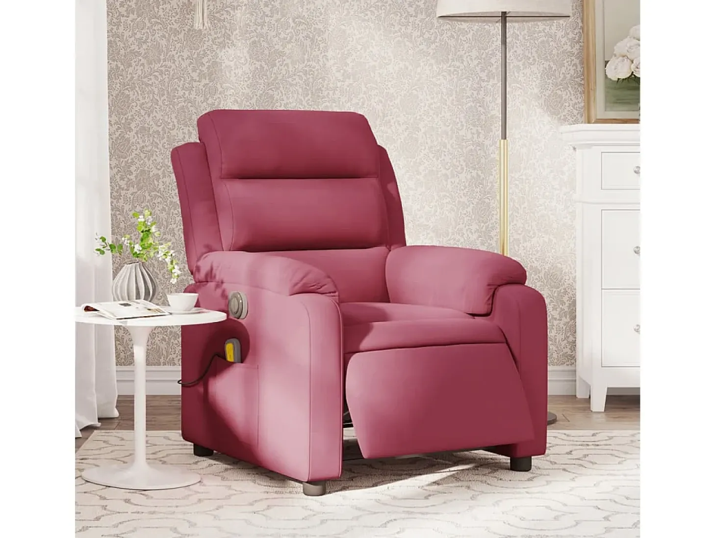 Poltrona de massagens reclinável elétrica veludo vermelho tinto SHL436344