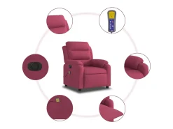 Poltrona de massagens reclinável elétrica veludo vermelho tinto SHL436344