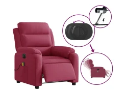 Poltrona de massagens reclinável elétrica veludo vermelho tinto SHL436344