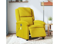 Poltrona de massagens reclinável elétrica veludo amarelo SHL566621