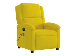 Poltrona de massagens reclinável elétrica veludo amarelo SHL566621