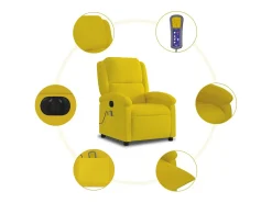 Poltrona de massagens reclinável elétrica veludo amarelo SHL566621