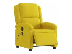 Poltrona de massagens reclinável elétrica veludo amarelo SHL566621