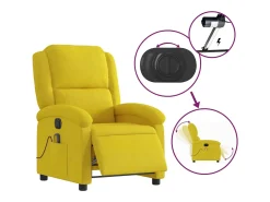 Poltrona de massagens reclinável elétrica veludo amarelo SHL566621