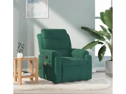 Poltrona de massagens reclinável veludo verde-escuro SHL507135