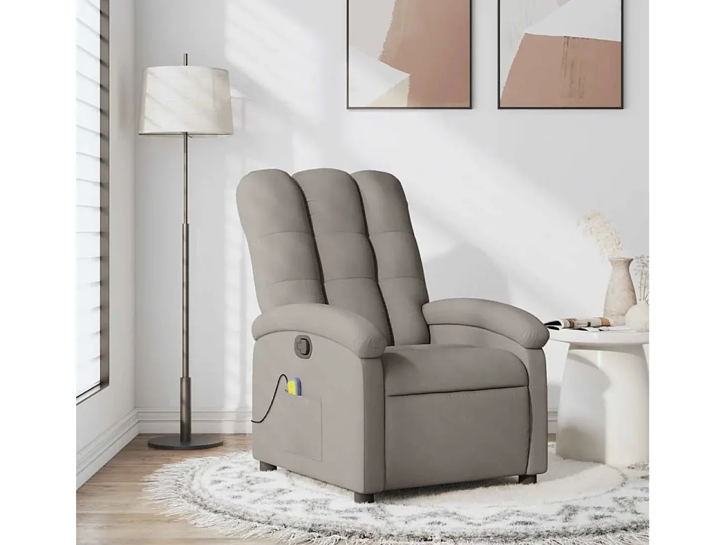 Poltrona de massagens reclinável tecido cinzento-acastanhado SHL526548