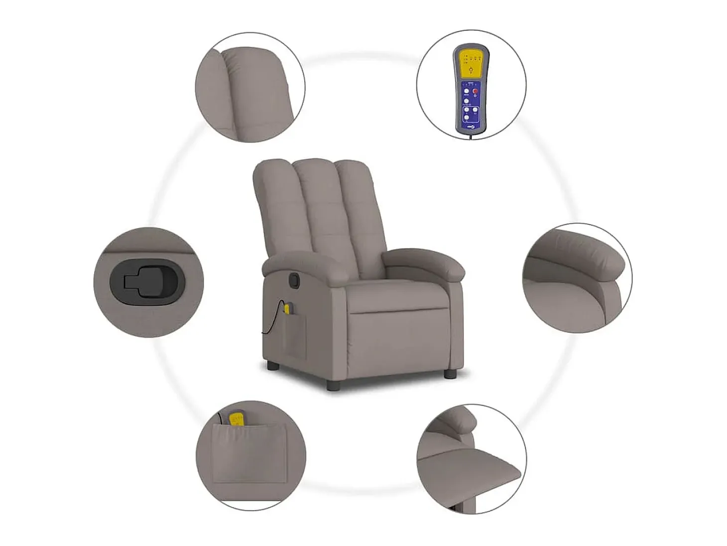 Poltrona de massagens reclinável tecido cinzento-acastanhado SHL526548