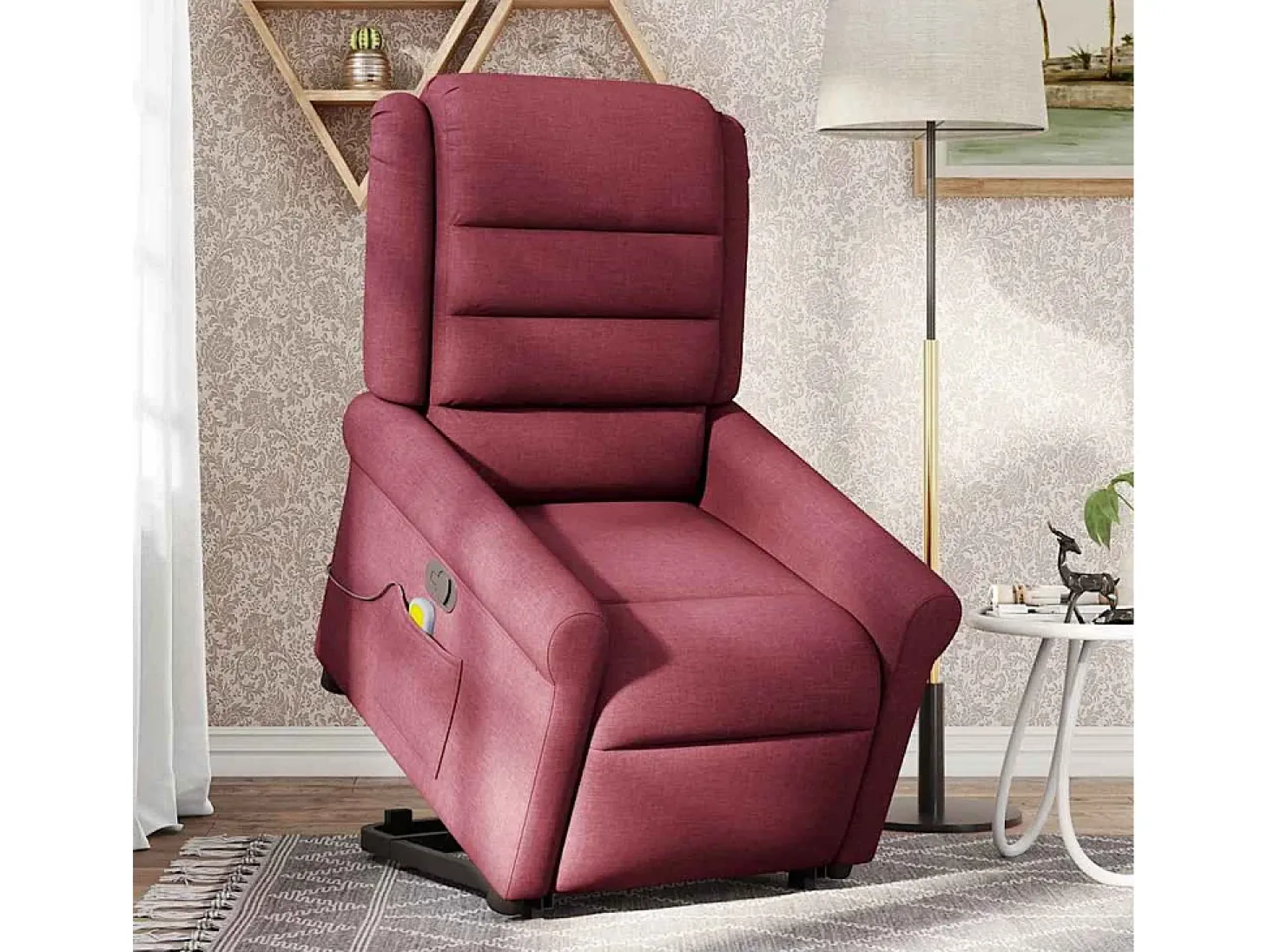 Poltrona de massagens reclin. elevatória tecido vermelho tinto SHL786242