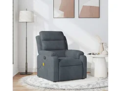 Poltrona de massagens reclinável veludo cinzento-escuro SHL66420
