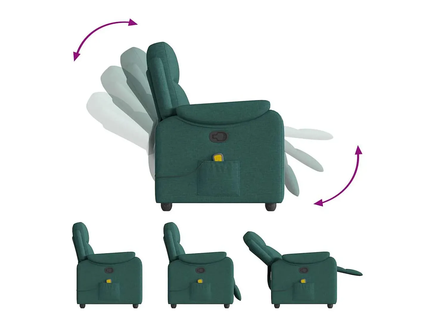 Poltrona de massagens reclinável tecido verde-escuro SHL600263