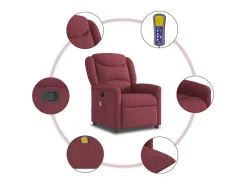 Poltrona de massagens reclinável tecido vermelho tinto