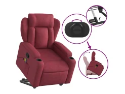Poltrona de massagens reclin. elevatória tecido vermelho tinto SHL606843