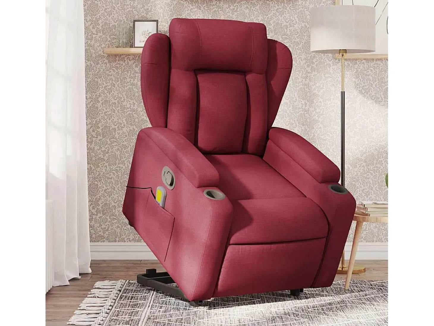 Poltrona de massagens reclin. elevatória tecido vermelho tinto SHL606843