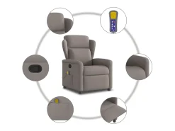 Poltrona de massagens reclinável tecido cinzento-acastanhado SHL246096