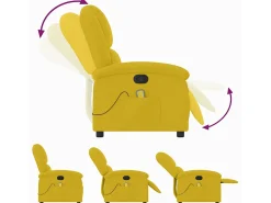 Poltrona de massagens reclinável veludo amarelo